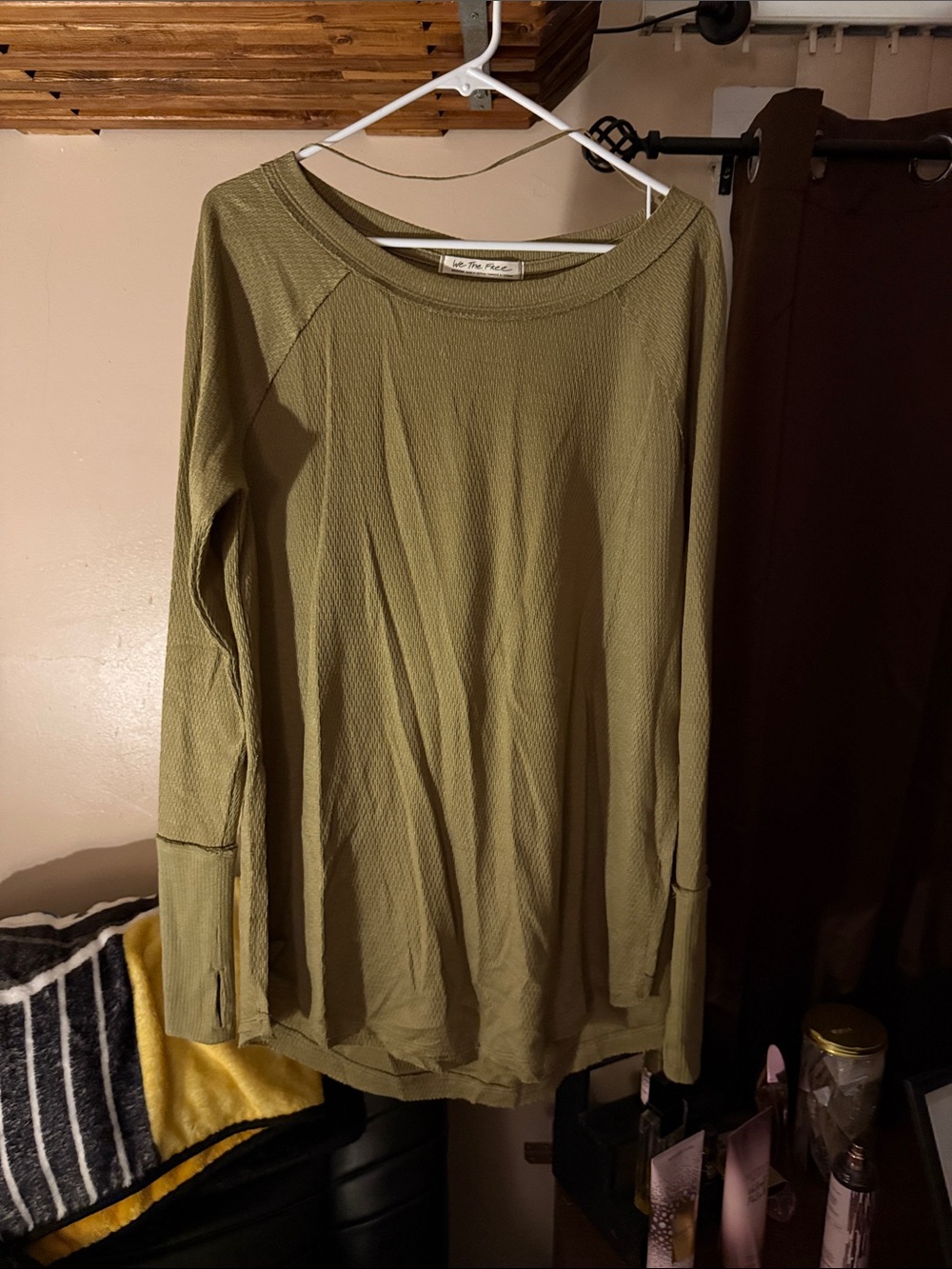 Olive Green Long Sleeve Waffle Tee by We The Free